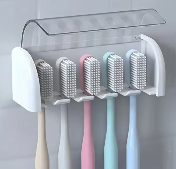 Covered 5-slot toothbrush holder