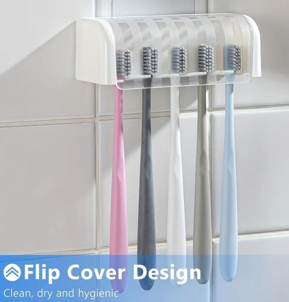 Covered 5-slot toothbrush holder