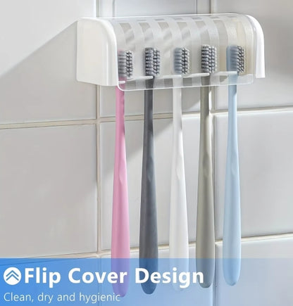 Covered 5-slot toothbrush holder