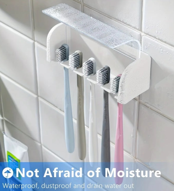 Covered 5-slot toothbrush holder