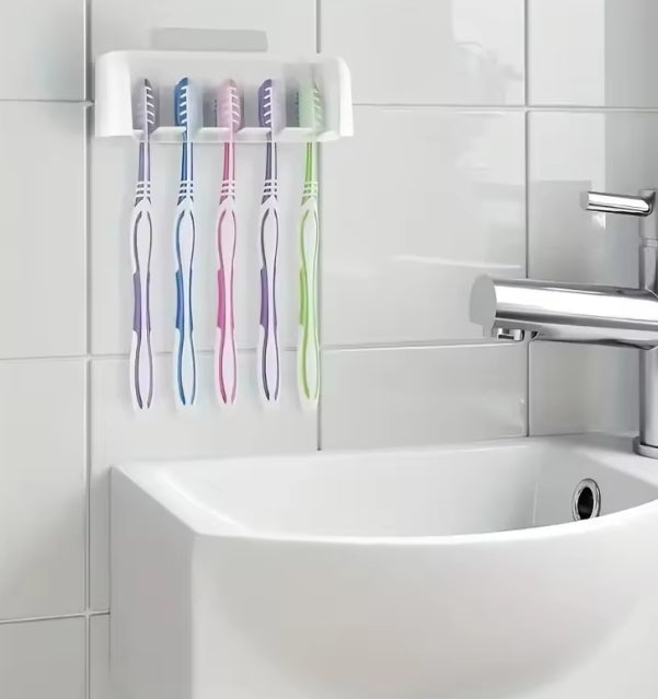 Covered 5-slot toothbrush holder