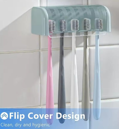 Covered 5-slot toothbrush holder
