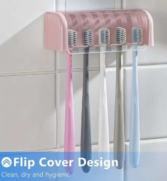 Covered 5-slot toothbrush holder