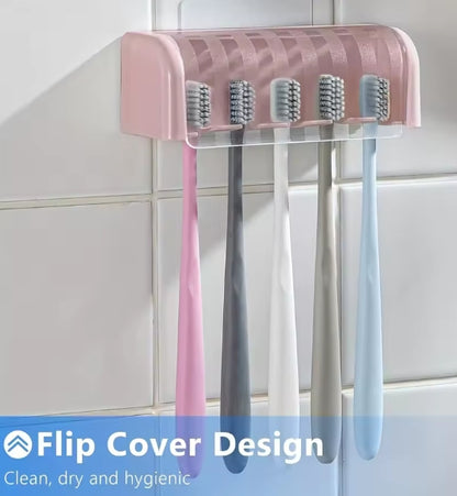 Covered 5-slot toothbrush holder