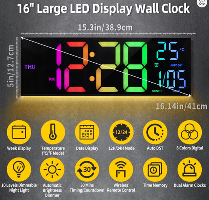 16" Large Digital Wall Clock